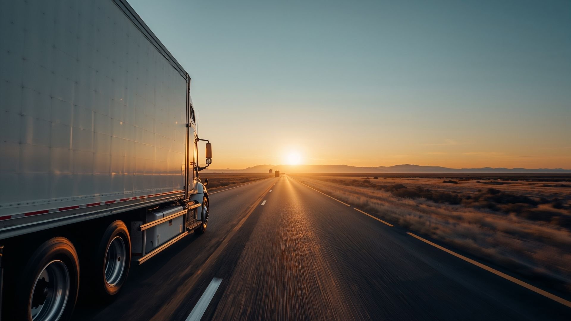 Moving truck driving on a highway for a long distance move